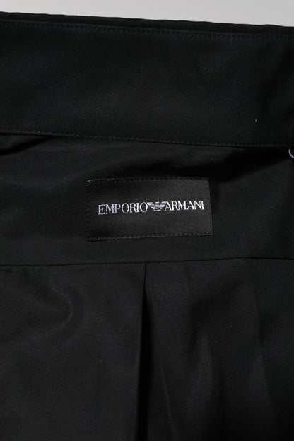 Emporio Armani Black Cotton Long Sleeves Men Formal Dress Shirt