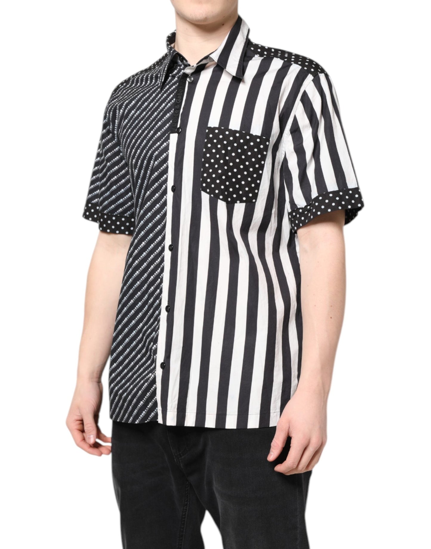 Dolce & Gabbana Black White Stripe Button Down Casual Shirt