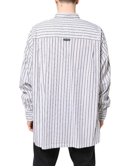 Dolce & Gabbana White Black Stripe Button Down Casual Shirt
