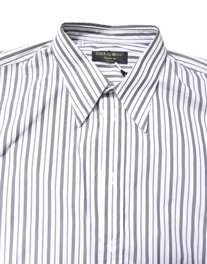 Dolce & Gabbana White Black Stripe Button Down Casual Shirt