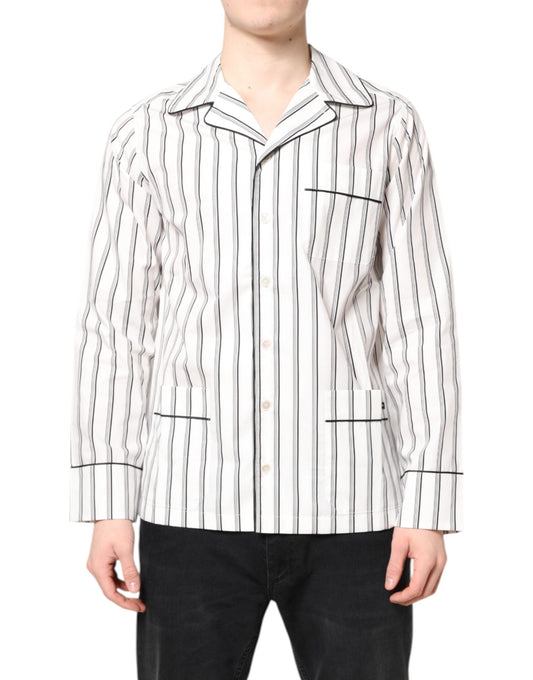 Dolce & Gabbana White Stripes Lounge Pajama Sleepwear Shirt