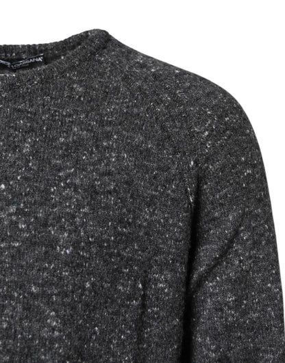 Dolce & Gabbana Gray Wool Knitted Round Neck Pullover Sweater