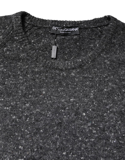 Dolce & Gabbana Gray Wool Knitted Round Neck Pullover Sweater