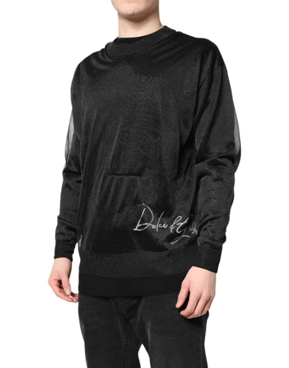 Dolce & Gabbana Black Logo Knitted Crewneck Pullover Sweater