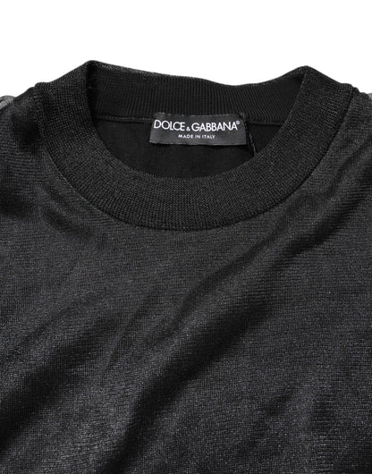 Dolce & Gabbana Black Logo Knitted Crewneck Pullover Sweater