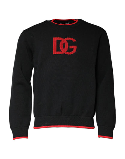 Dolce & Gabbana Black Nylon DGLogo Knit Men Pullover Sweater
