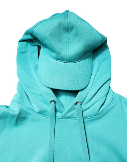 Dolce & Gabbana Green Cotton Hooded Men Sportswear Vest Sweater