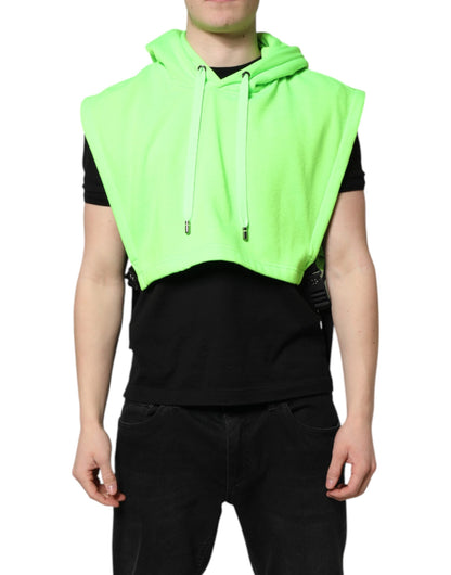 Dolce & Gabbana Green Polyester Hooded Sportswear Vest Sweater