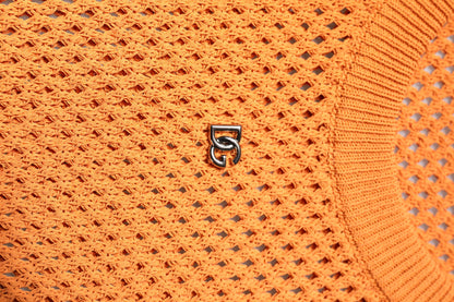 Dolce & Gabbana Orange Cashmere Round Neck Sleeveless T-shirt