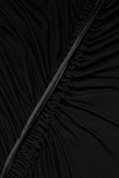 Dolce & Gabbana Black Mesh Trim Bodycon Long Sheath Dress