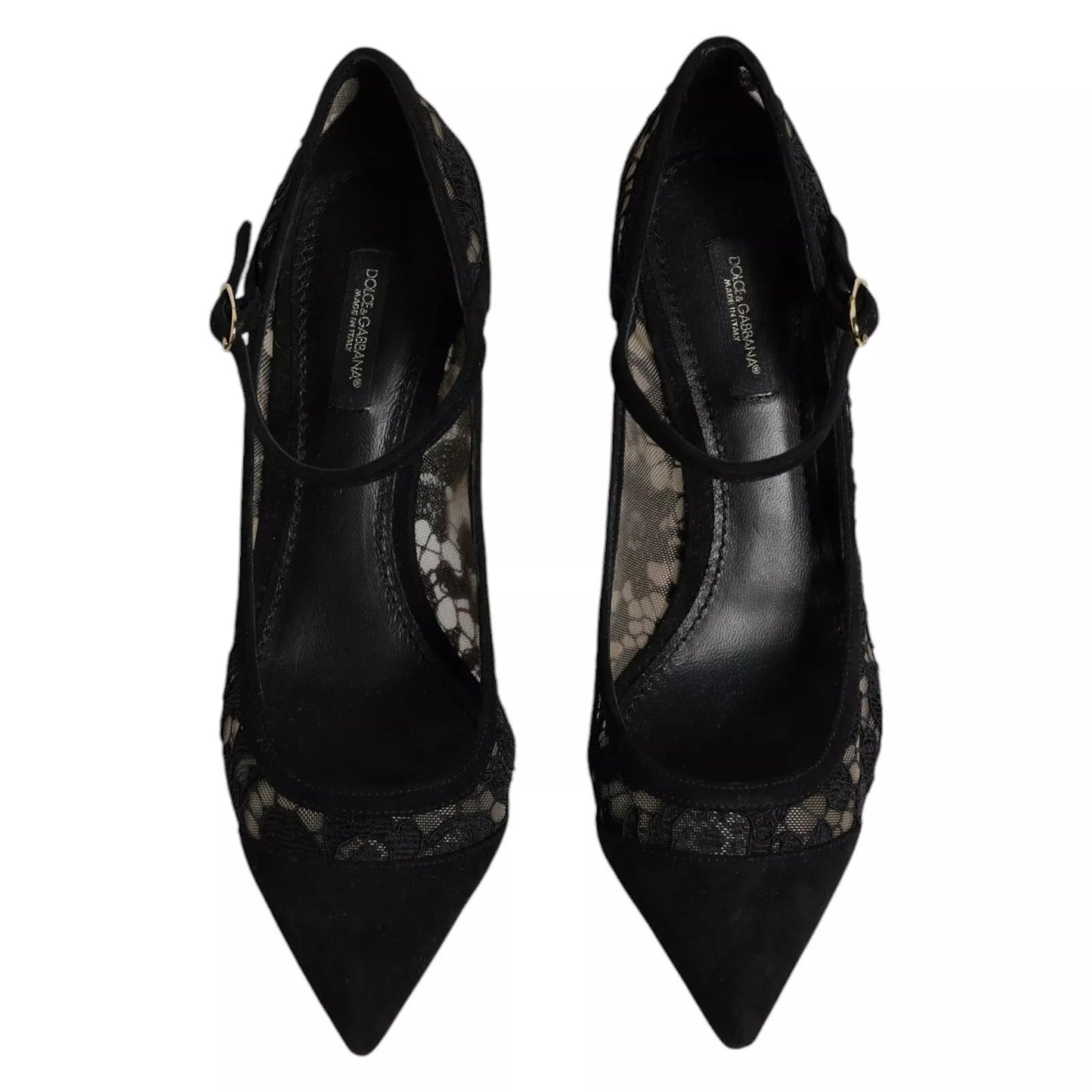 Dolce & Gabbana Black Mary Jane Taormina Lace Pumps Shoes