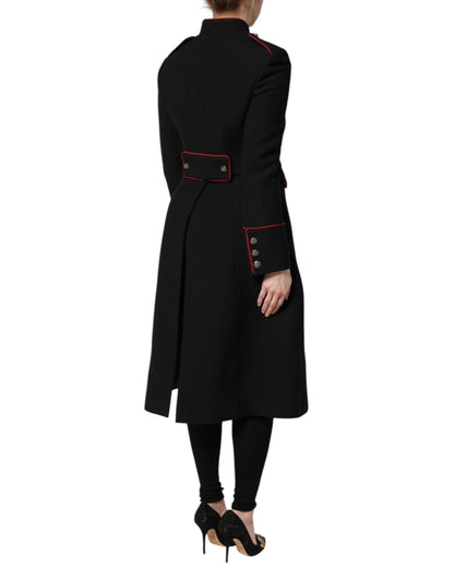 Dolce & Gabbana Black Wool Single Breasted Trench Coat Jacket