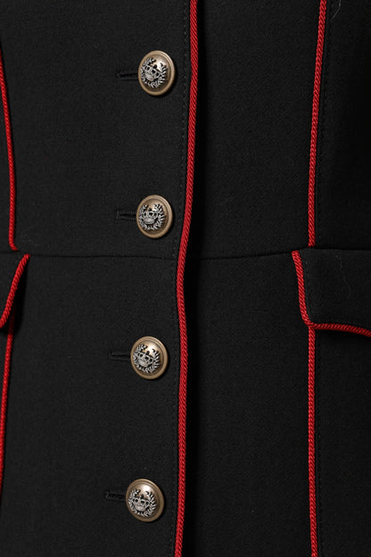 Dolce & Gabbana Black Wool Single Breasted Trench Coat Jacket