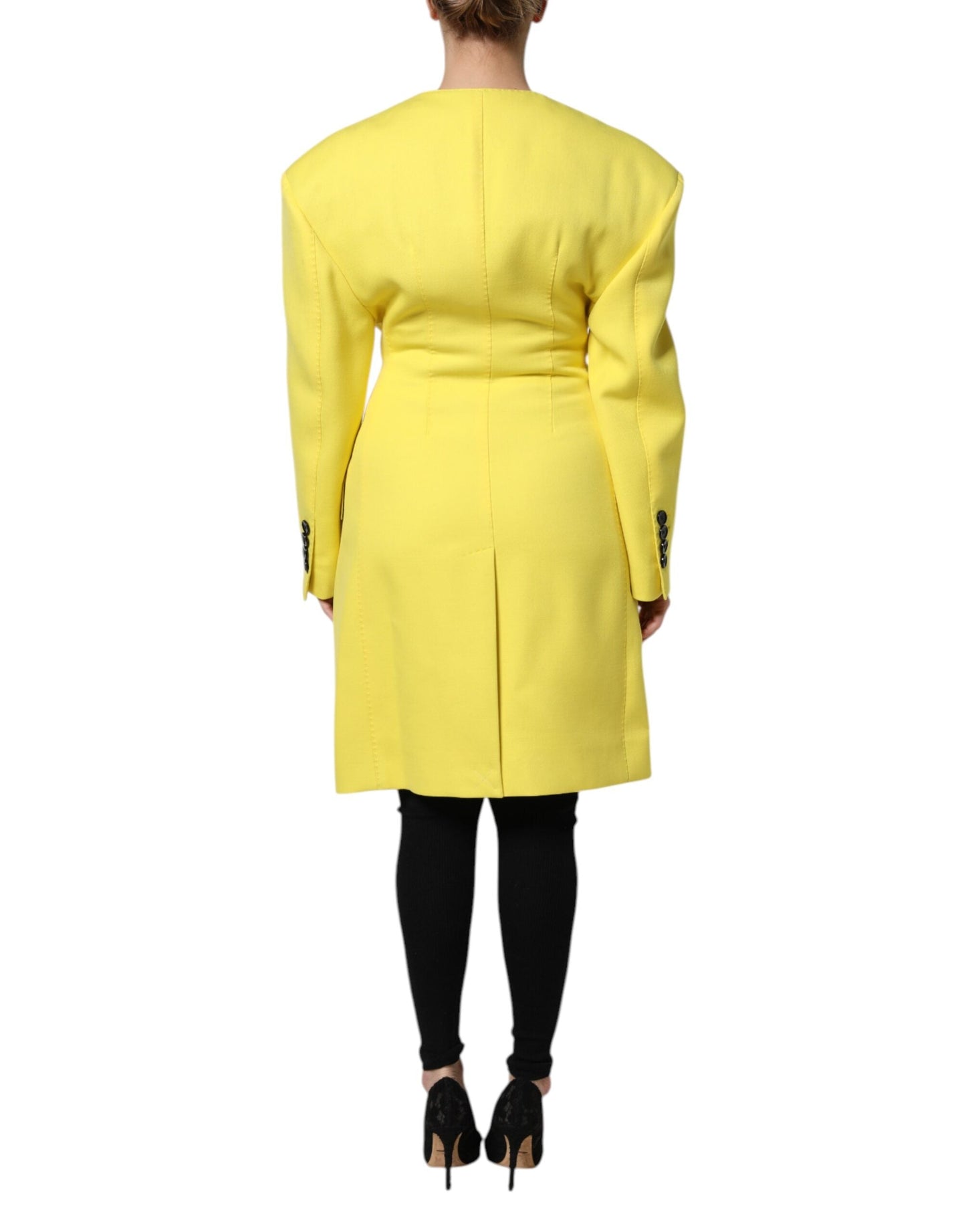 Dolce & Gabbana Yellow Double Breasted Trench Coat Jacket