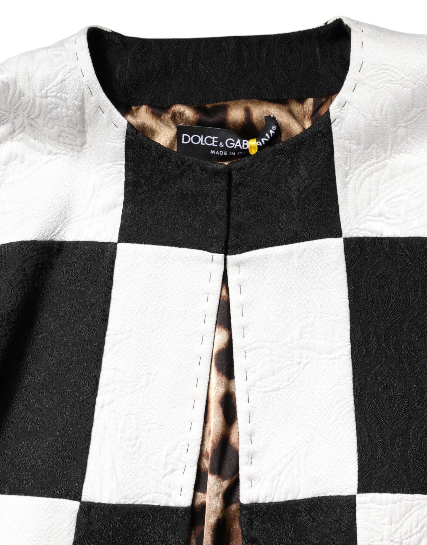 Dolce & Gabbana White Black Patchwork Jacquard Blazer Jacket
