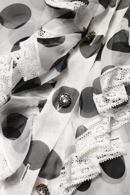 Dolce & Gabbana White Black Polka Dot Cotton Sleeveless Top