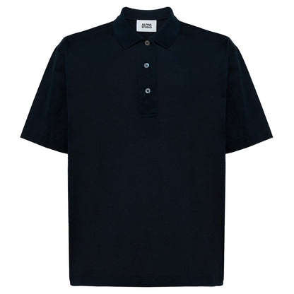 Alpha Studio Blue Cotton Polo Shirt