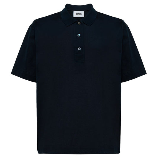 Alpha Studio Blue Cotton Polo Shirt