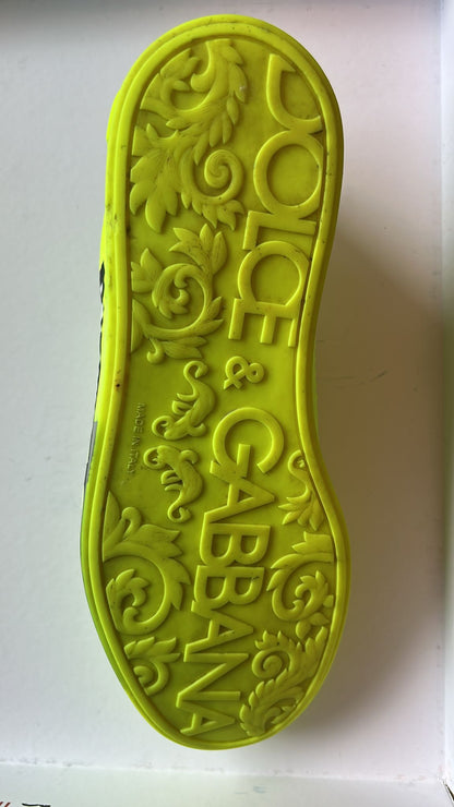Dolce & Gabbana Neon Green Logo Tape Low Top Sneakers Shoes