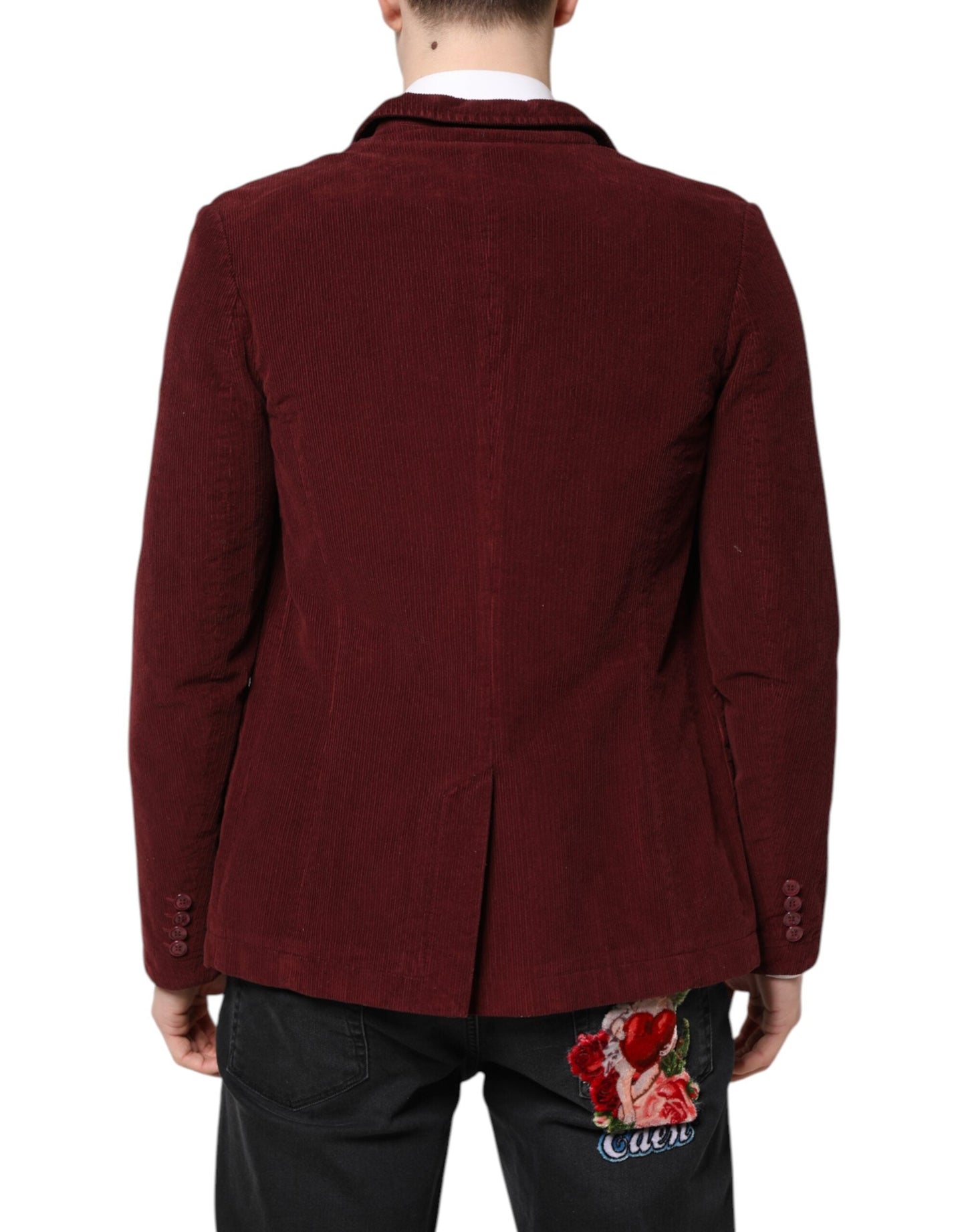 GF Ferre Maroon Corduroy Regular Fit Men Coat Blazer Jacket
