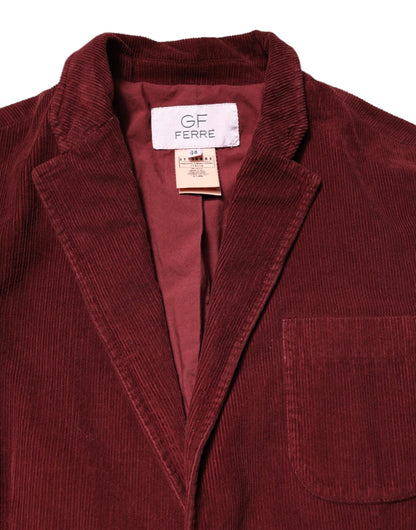 GF Ferre Maroon Corduroy Regular Fit Men Coat Blazer Jacket