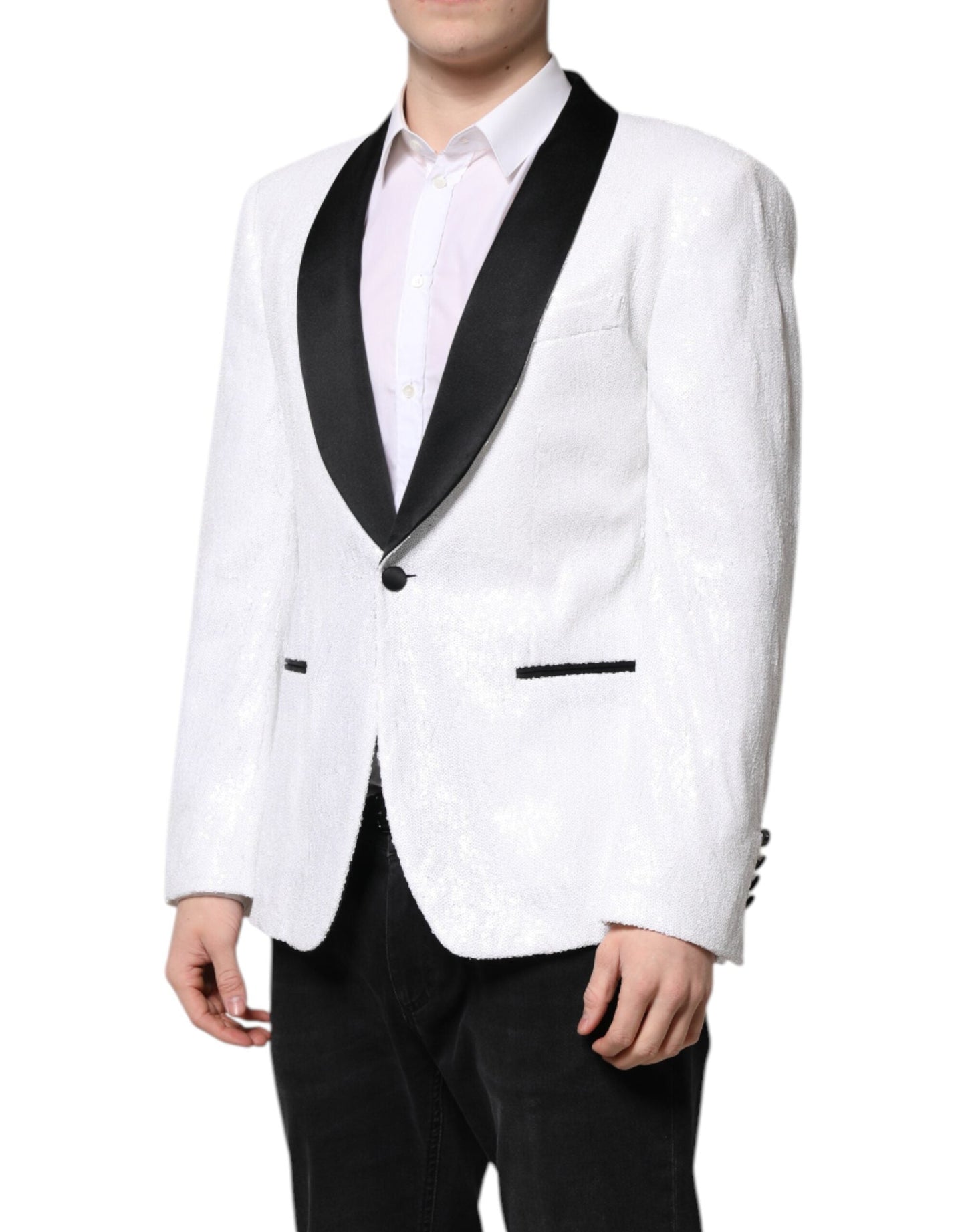 Dolce & Gabbana White Nylon Single Breasted Coat Blazer