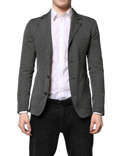 Dolce & Gabbana Black White Patterned Men Suit Coat Blazer
