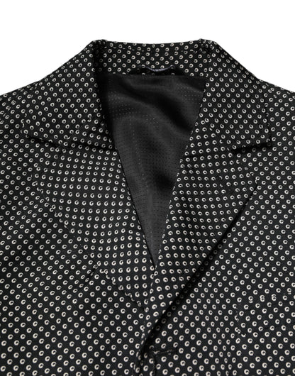 Dolce & Gabbana Black White Patterned Men Suit Coat Blazer