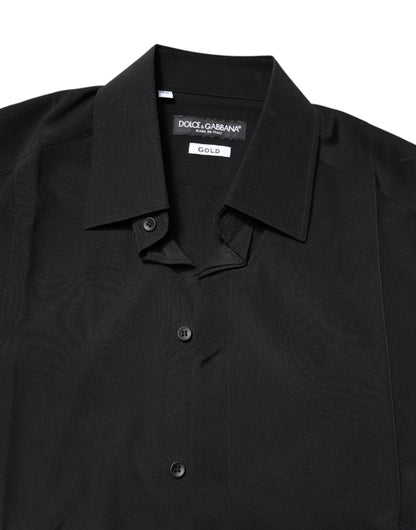 Dolce & Gabbana Black Silk GOLD Long Sleeves Dress Shirt