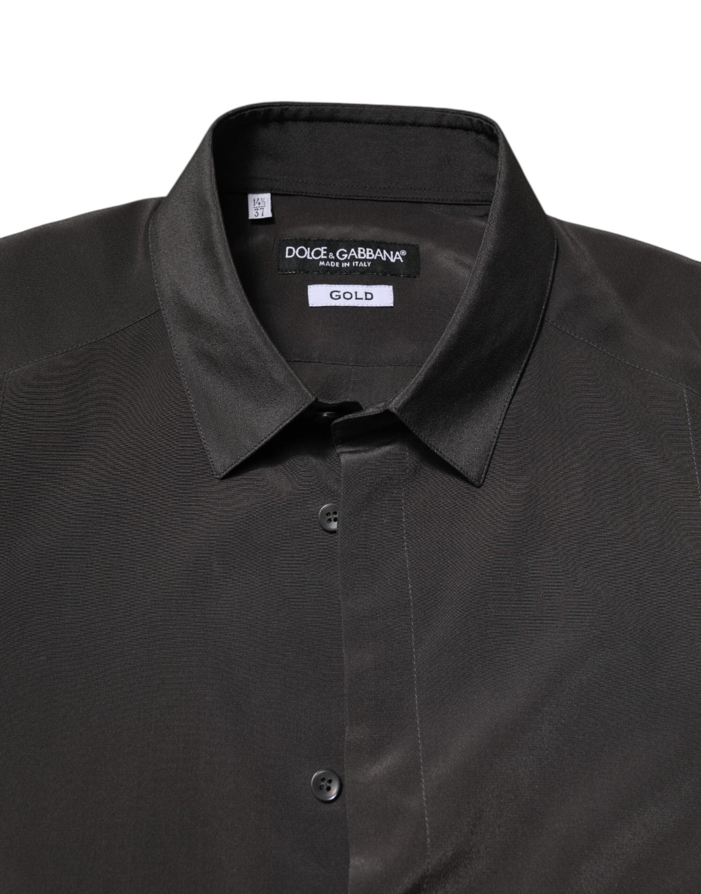 Dolce & Gabbana Dark Gray Silk GOLD Dress Formal Shirt