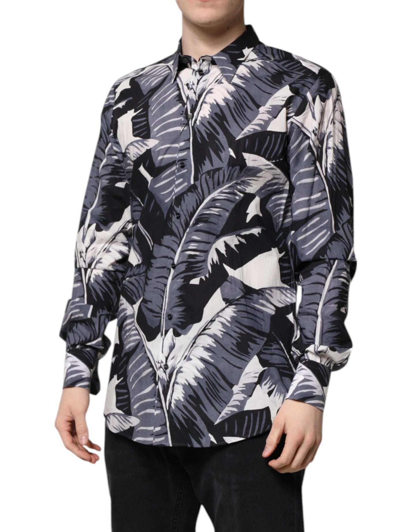 Dolce & Gabbana Multicolor GOLD Cotton Banana Leaf Print Shirt