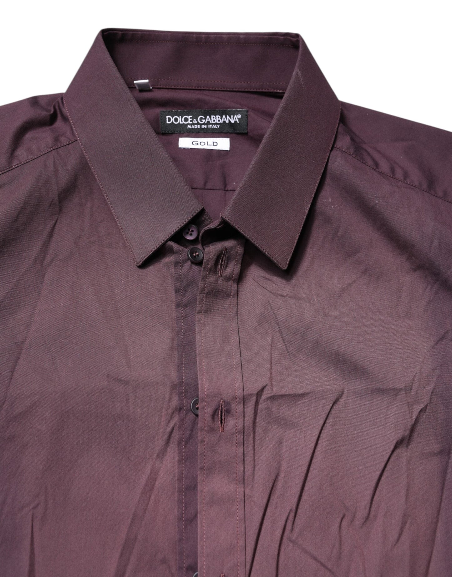 Dolce & Gabbana Burgundy Cotton GOLD Long Sleeves Shirt