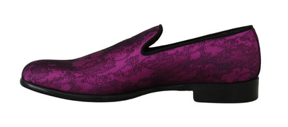 Dolce & Gabbana Purple Jacquard Loafers Dress Formal Shoes
