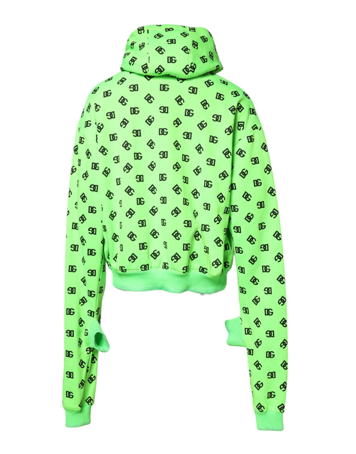 Dolce & Gabbana Green Polyester DGLogo Print Hooded Sweater