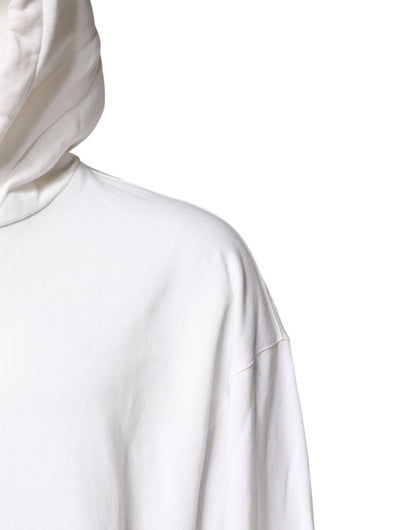 Dolce & Gabbana White Embossed Logo Hooded Sweatshirt Sweater