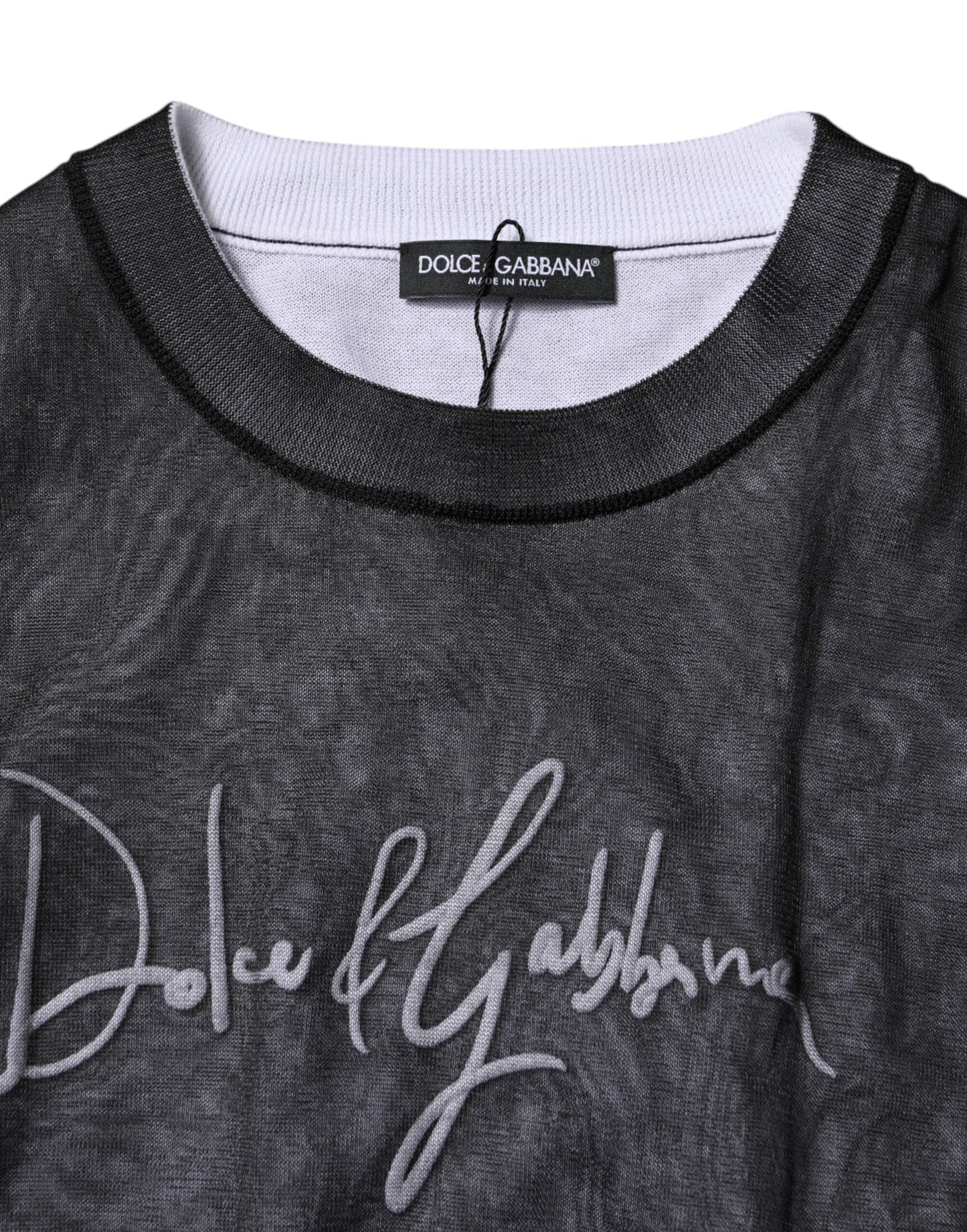 Dolce & Gabbana Black White Logo Knitted Pullover Sweater