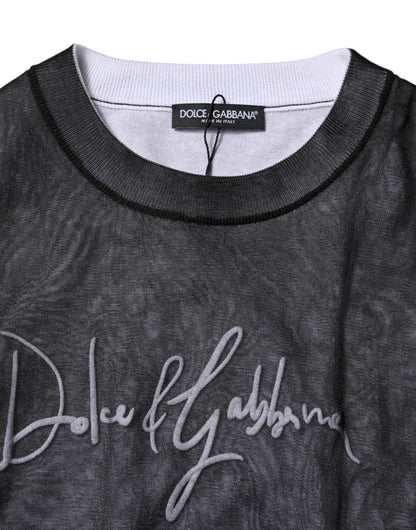 Dolce & Gabbana Black White Logo Knitted Pullover Sweater