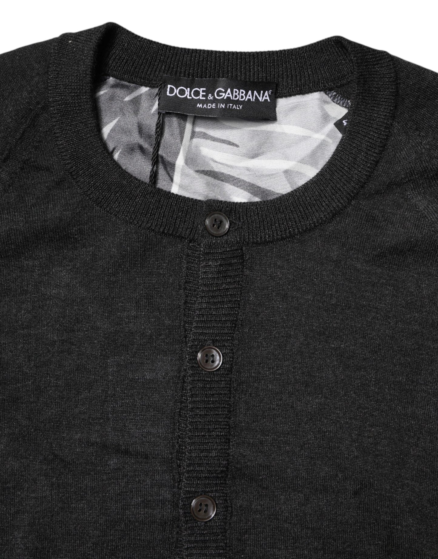 Dolce & Gabbana Black Printed Knitted Men Pullover Sweater