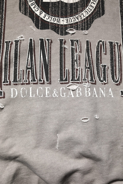 Dolce & Gabbana Gray Logo Print Crew Neck Pullover Sweater