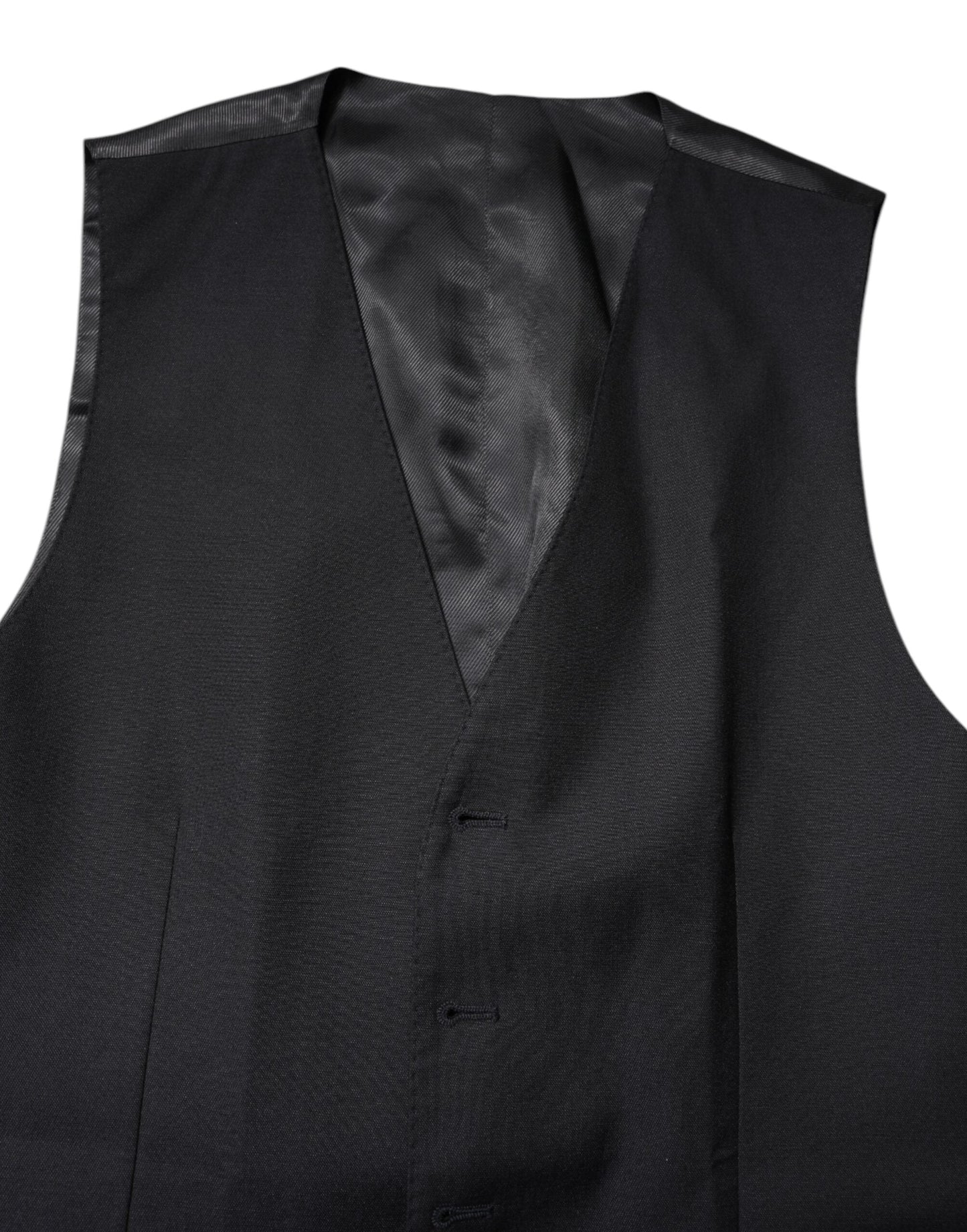 Dolce & Gabbana Black Wool Waistcoat Dress Formal Vest