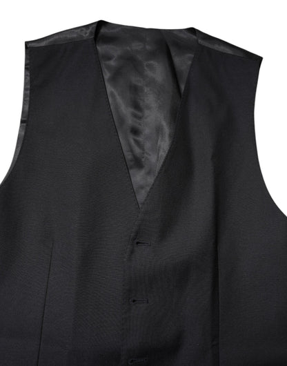 Dolce & Gabbana Black Wool Waistcoat Dress Formal Vest