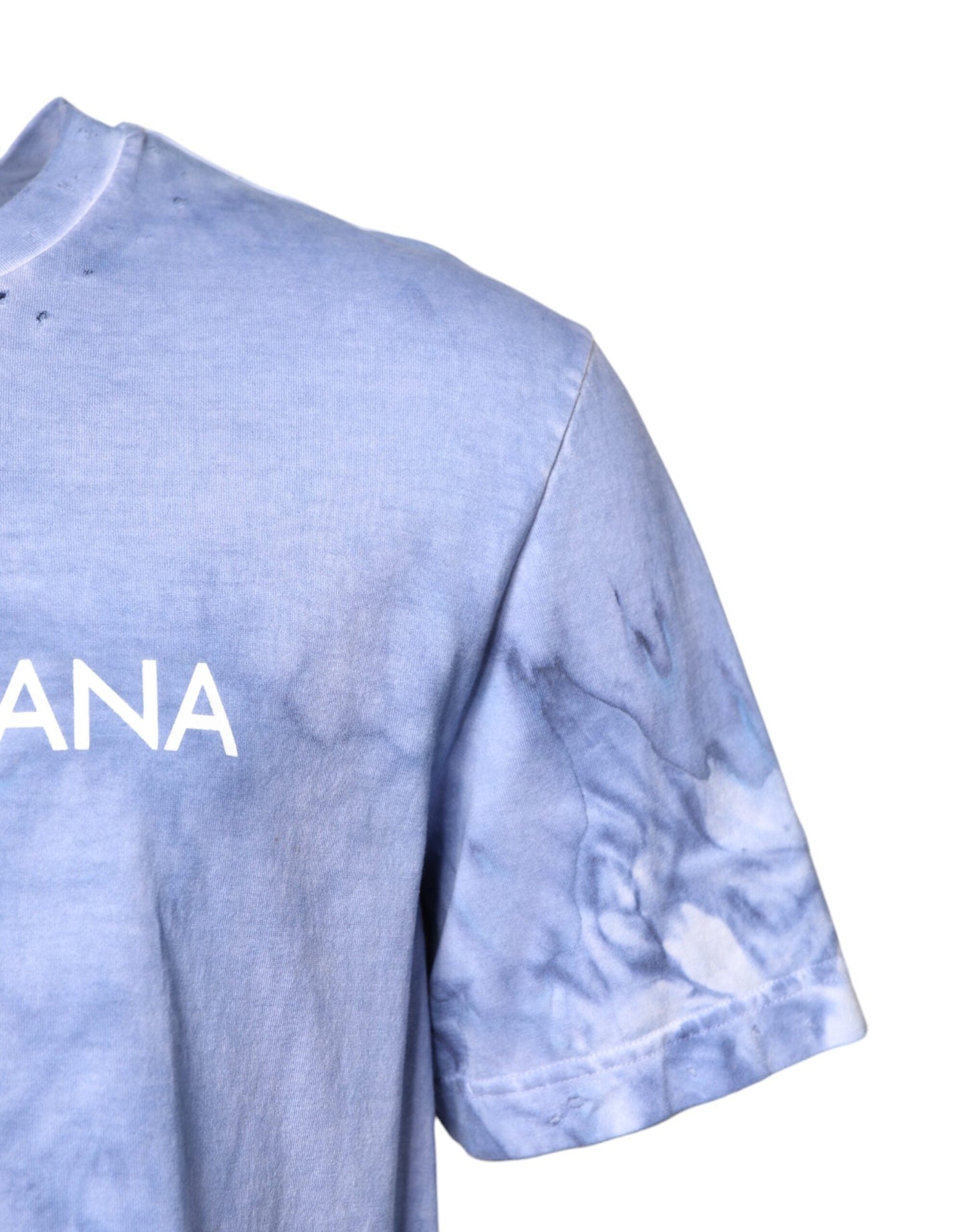 Dolce & Gabbana Blue Cotton Logo Print Crew Neck T-shirt