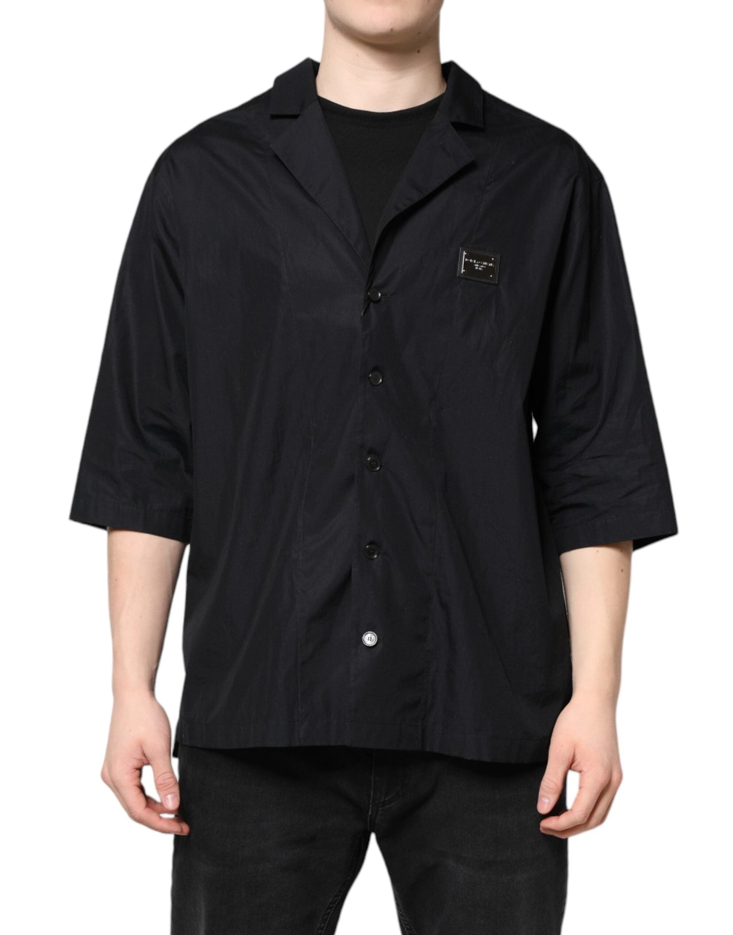Dolce & Gabbana Black Short Sleeves Button Down Casual Shirt