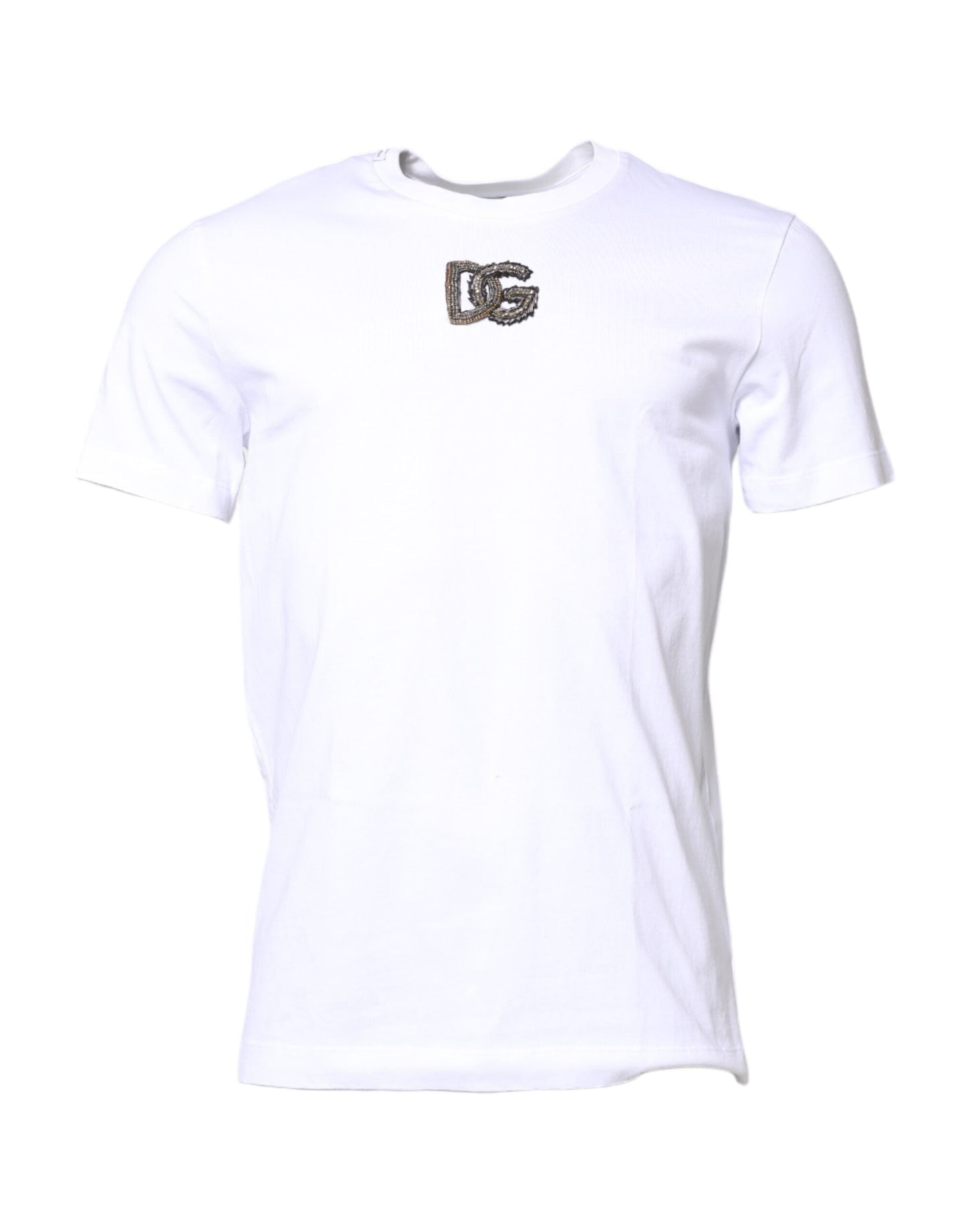 Dolce & Gabbana White Cotton DG Embroidery Crew Neck T-shirt