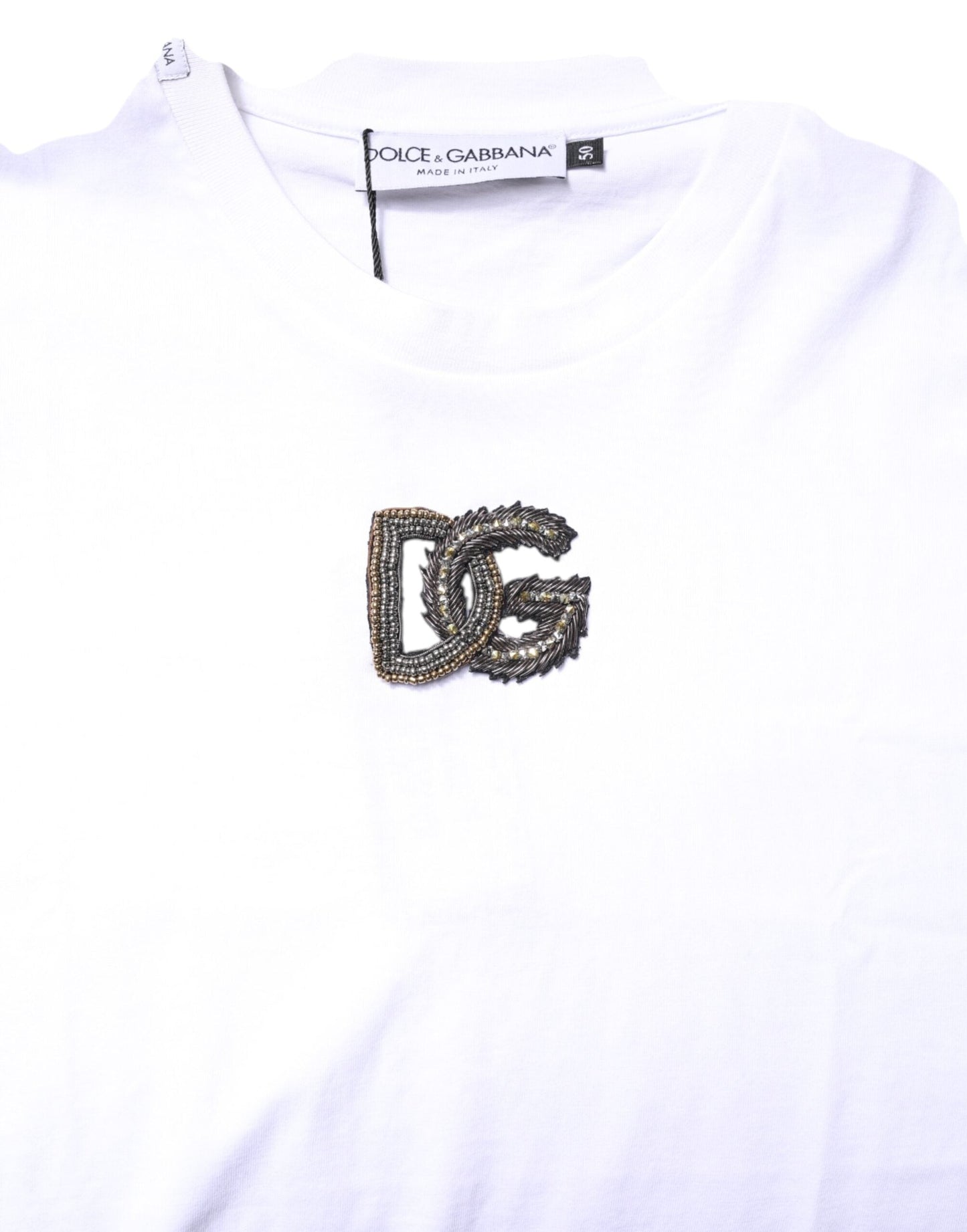 Dolce & Gabbana White Cotton DG Embroidery Crew Neck T-shirt