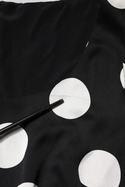 Dolce & Gabbana Black White Polka Dot Sheath Midi Dress
