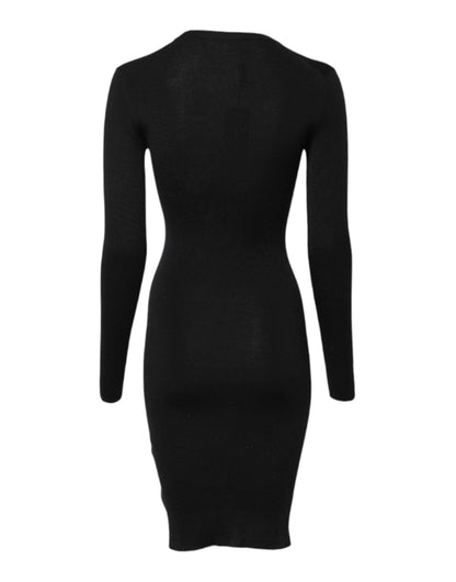 Dolce & Gabbana Black Long Sleeves Bodycon Sheath Dress
