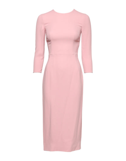Dolce & Gabbana Pink Viscose 3/4 Sleeves Sheath Midi Dress