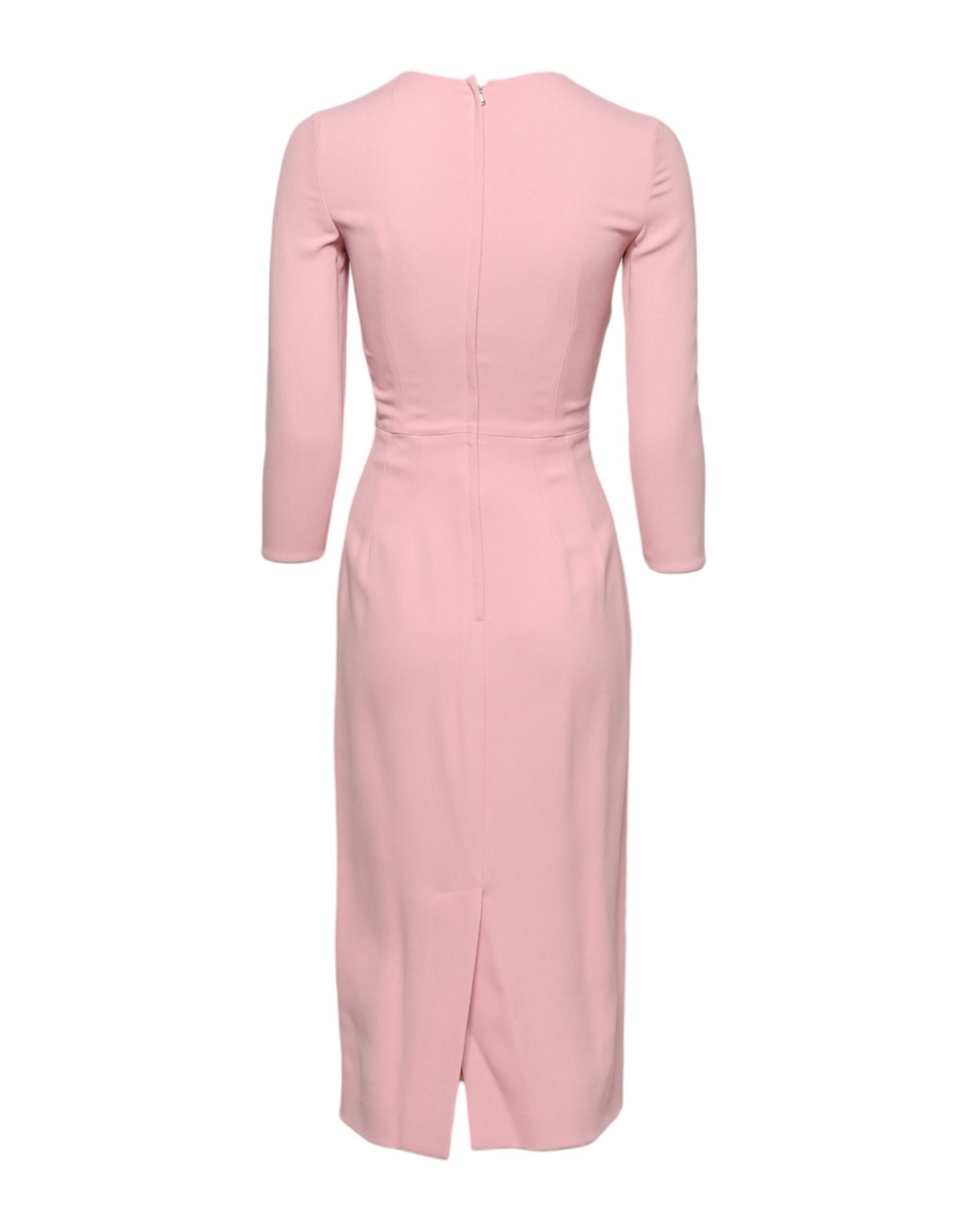 Dolce & Gabbana Pink Viscose 3/4 Sleeves Sheath Midi Dress