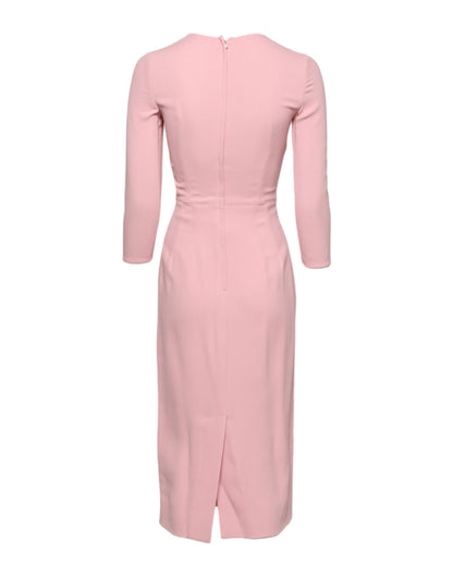 Dolce & Gabbana Pink Viscose 3/4 Sleeves Sheath Midi Dress